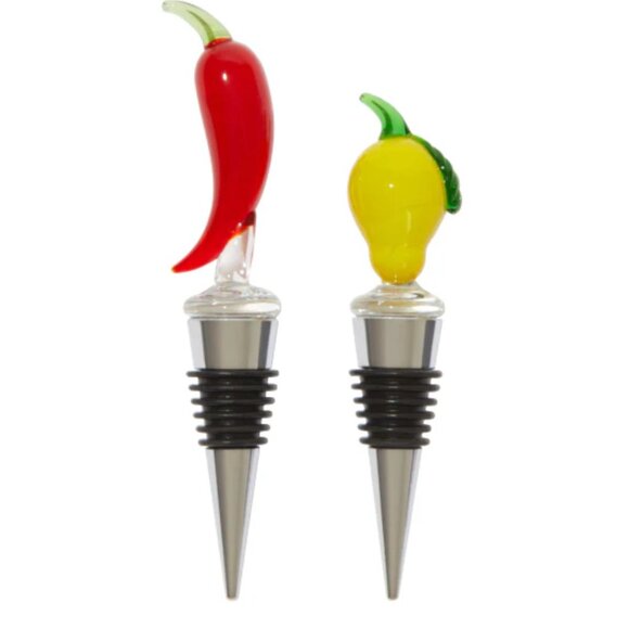 $5💃 SANDRA ALEXANDRA Bottle Stoppers Set of 2 - Lemon & Chili - Picture 1 of 5